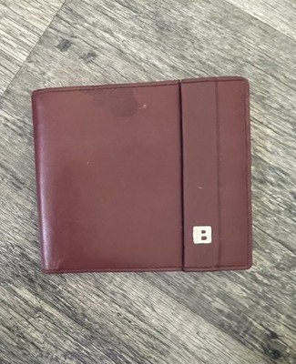 Bally Leather Bi Fold Wallet Cardholder Coin Burgundy Logo B Slick Men s