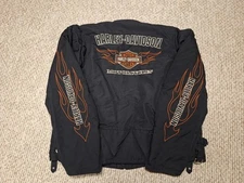 Harley Davidson Zip Biker Motorcycle Jacket Fire Flames 2XL