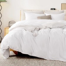 Cotton Duvet Cover Kids Twin Size Linen Look White Organic Natural 100 Washed C