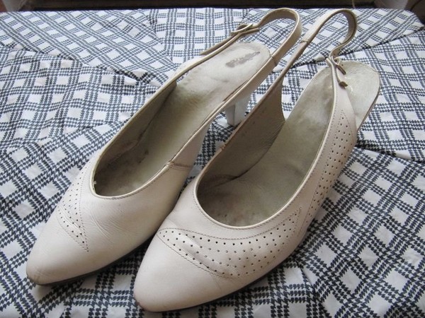 Women Heels White Leather 40 #65X9