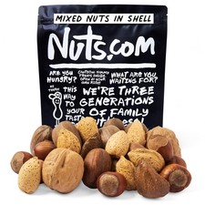 Mixed Nuts Shell 2 Lb Bag Healthy Snack Sampler Walnuts Almonds Hazelnuts