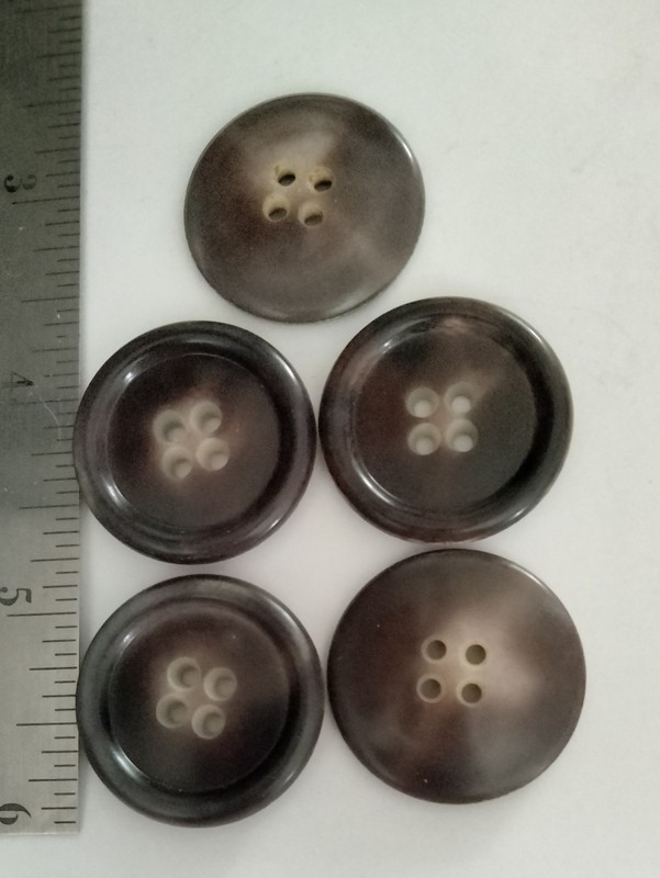 Vintage Brown Marbled Plastic Buttons 4 Hole Sew Through Coat Jacket 1” Lot 6