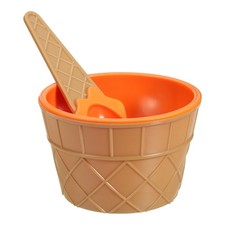 6 Pack Ice Cream Cups with Spoons, Plastic Ice Cream Bowls, Orange