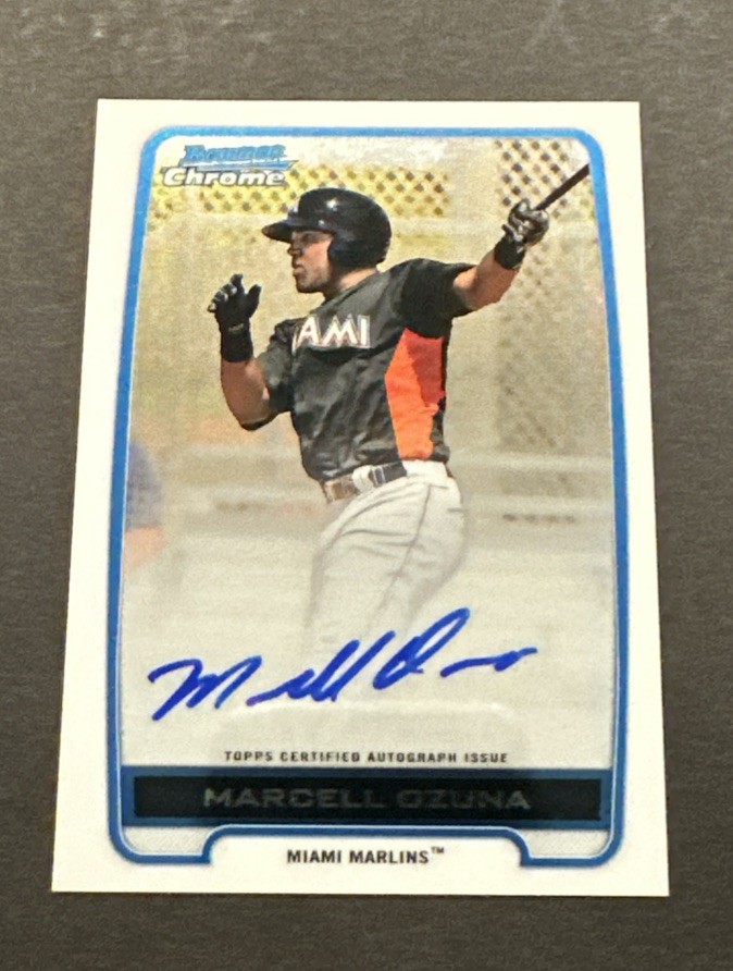 2012 BOWMAN CHROME MARCELL OZUNA CHROME ON-CARD AUTO RC!
