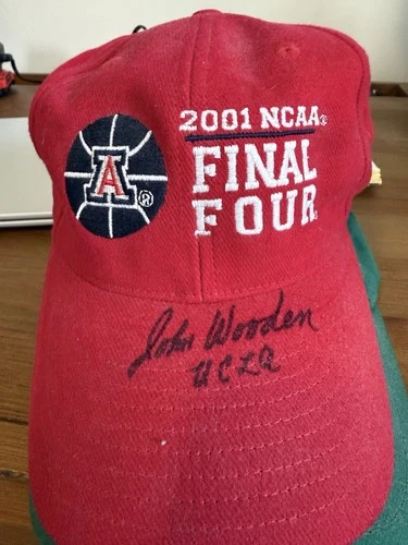 John Wooden autographed signed Arizona 2001 NCAA Final Four 4 cap hat