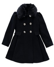 S Rothschild  Co Toddler and Little Girls Double Breasted Princess Coat - Dark