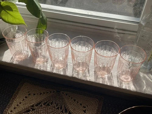 Vintage Deco Hocking Glass Pink Princess Water Tumbler c.1931