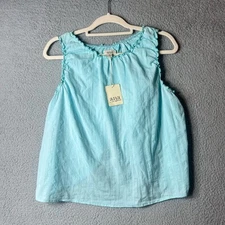 A.N.A Top Women XL Blue Tint Round Neck Sleeveless Split Back Tank Blouse NEW