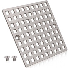 3-7/8" Brushed Nickel Shower Drain Cover - Square Floor Drain Cover Replaceme...