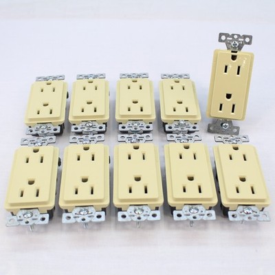 10 Cooper Ivory Commercial Decorator Receptacle 5-15R 2P3W 15A 125V B&S DECB15I