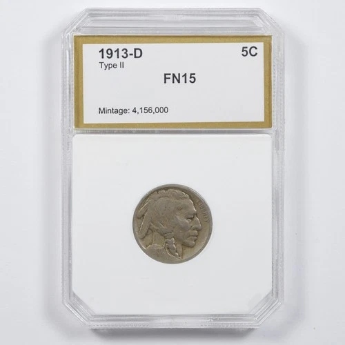 1913-D Type 2 Better Date Buffalo Nickel 5c PCI FN15 30805