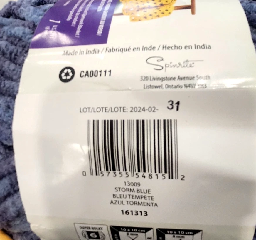 Manta Bernat Mist-ical, Yarnspirations 10 oz azul tormenta, lote de 2 esquís Foto 4 de 4