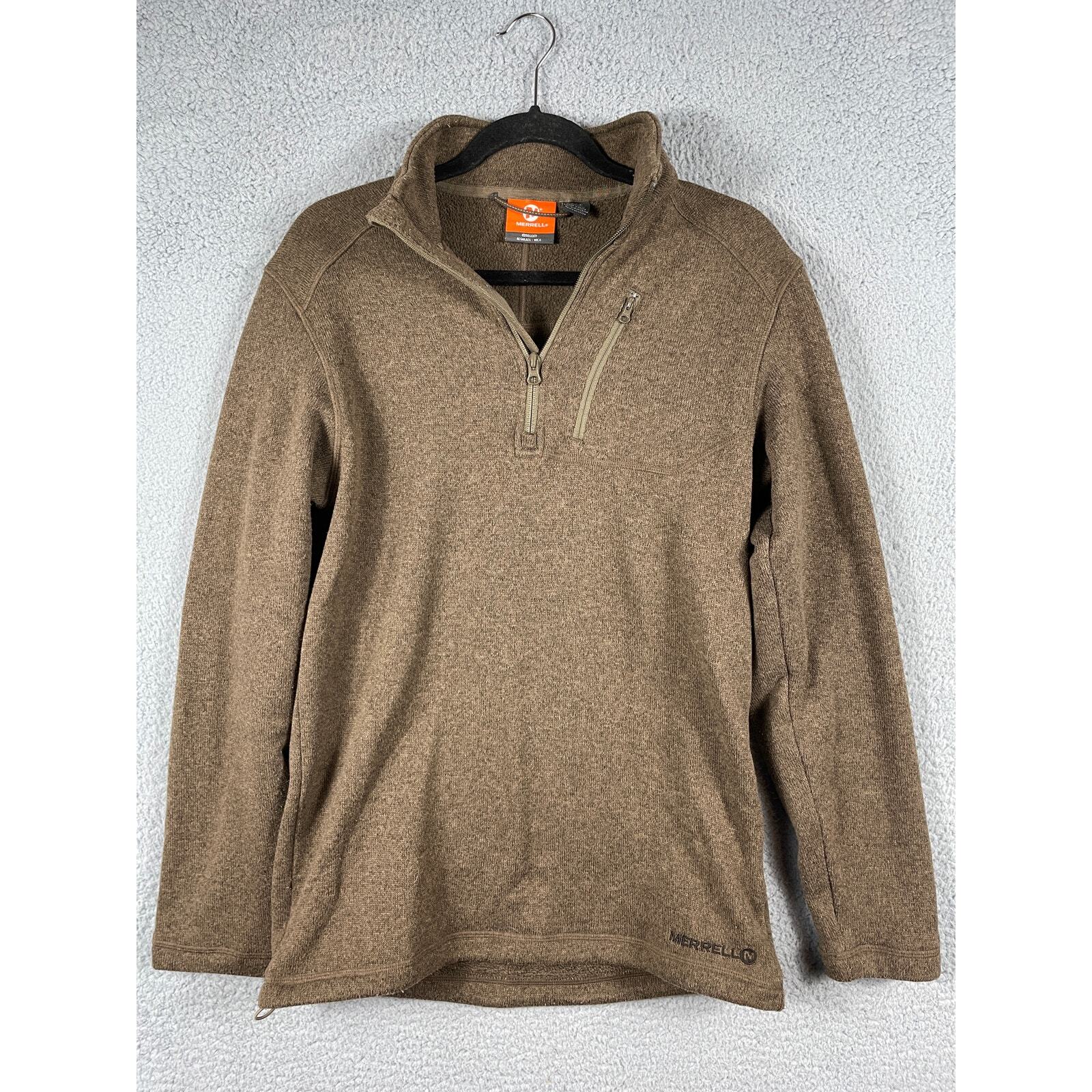 Merrell Mens Size S Brown Pullover Fleece 1/4 Zip Jacket