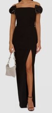 Adrianna Papell Women's Black Off-The-Shoulder Stretch Knit Crepe Gown Size 2