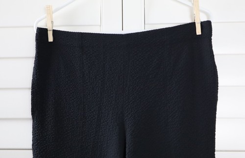 HABITAT $84 Solid Black Seer Sucker Textured Casual Pull On Pants Size Medium - Picture 3 of 5