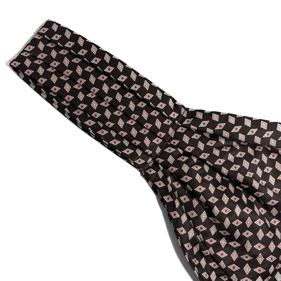 棕色几何图案领带/阿斯科特(手工制作) — 第 3/3 张图片