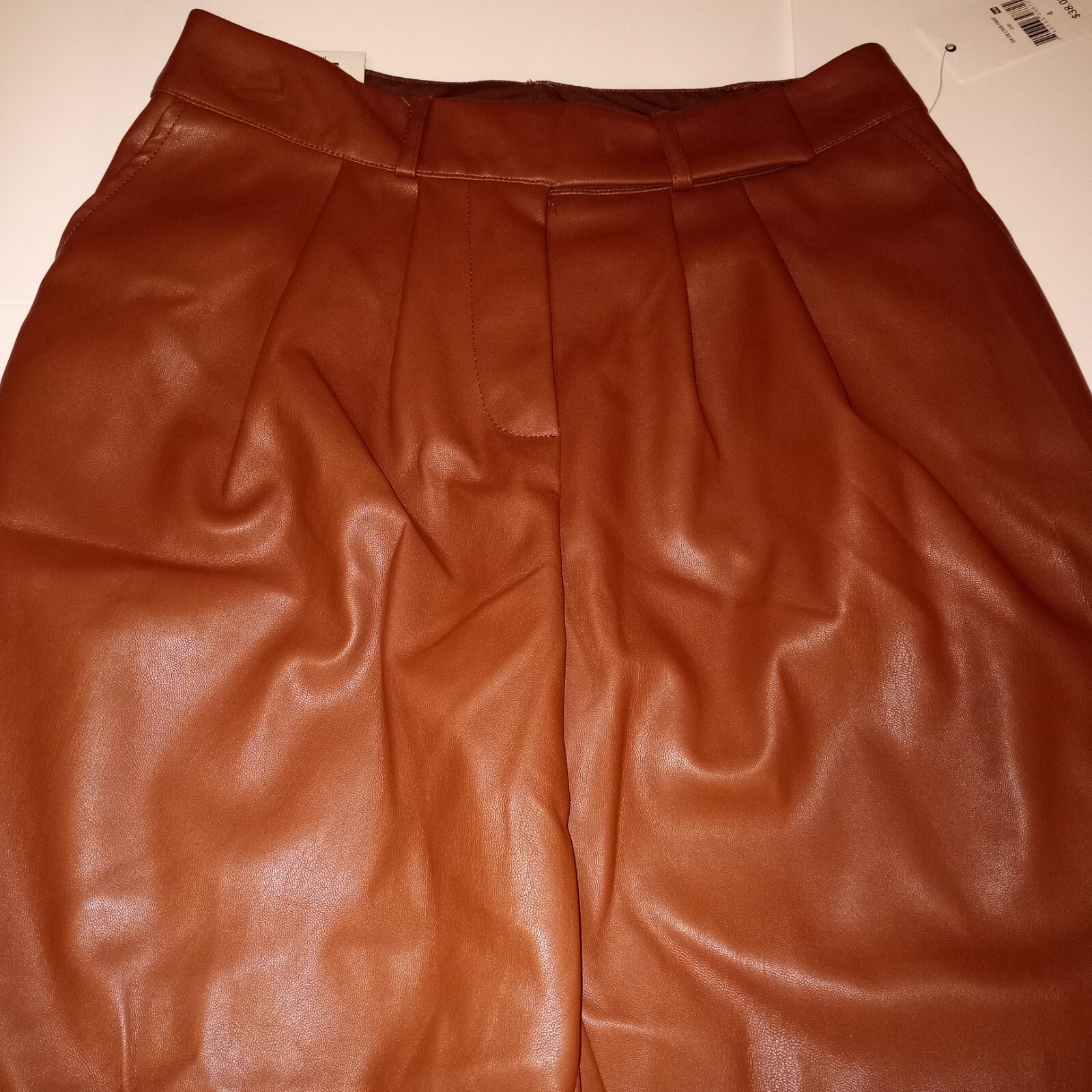 FILA Pantaloni a gamba dritta Ophelia Row da donna marroni in finta pelle nuovi con etichette taglia 10