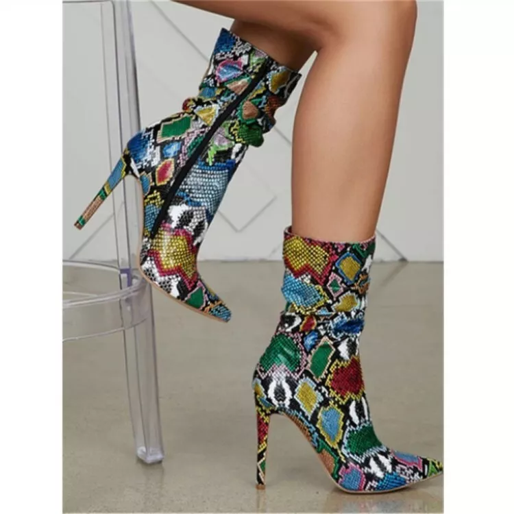 Stylish Women Ankle Boots Multi Colors Heels Boots Shoes Woman Plus Size 4 15