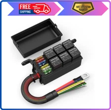 12V Relay Box 6 Way Relay Fuse Box 12 AWG Pre-Wired Waterproof Relay Box 6 Slot