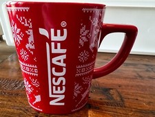 Nestle Nescafe Ceramic Coffee Tea Cup Mug Winter Holiday Reindeer Red 11 oz