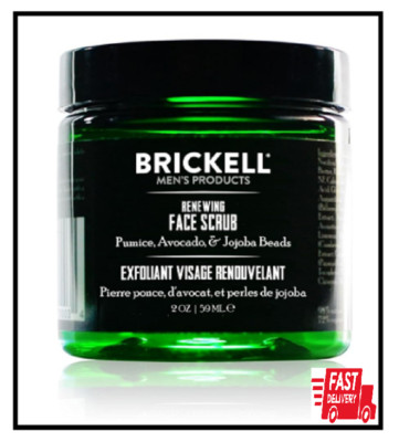 Brickell Men's Renewing Face Scrub Natural Organic Deep Exfoliating Scented, 2oz