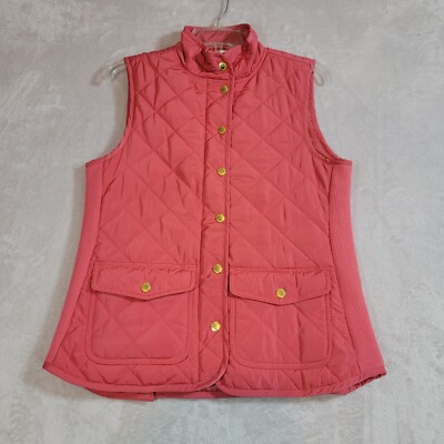 Max Studio Vest Womens S Rust Quilted Full Zip & Snap Flap Pockets Lightweight