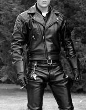 Men's Real Leather Bikers Jacket Quilted Panels slim fit Biker Jacket Black