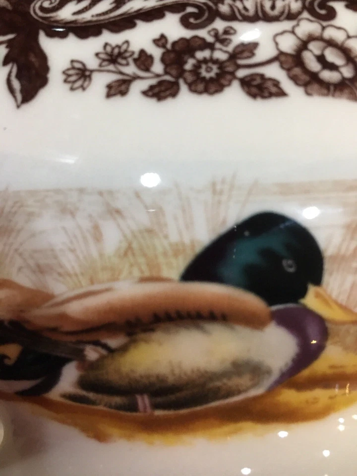 SPODE WOODLAND COVERED BUTTER DISH  2pc "MALLARD" BROWN BNWT  beautiful - Image 2 of 4