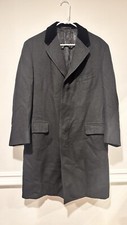 Men's Vintage Jason Gibbs New York Camel Hair Wool Black Overcoat Top Coat S