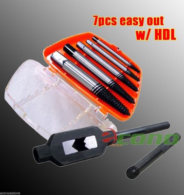 7PC Easy Out Screw Extractor w/HDL Handle Quick Easy Remover Screws Bolts