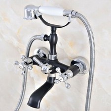 Black and silver Clawfoot Bathroom Bathtub Faucet Handheld Shower Mixer Tap