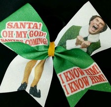 Cheer Bow - SANTA I Know Him Elf  - Glitter - Hair Bows