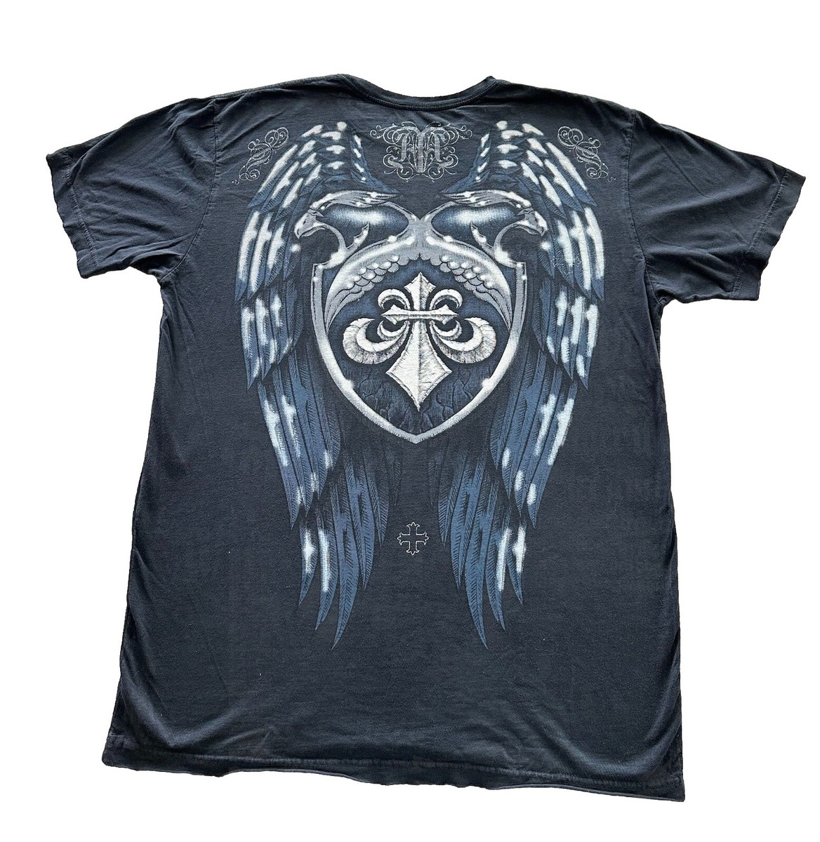 VTG Affliction Blue Wings Cross Y2K Angel Grunge Goth Emo