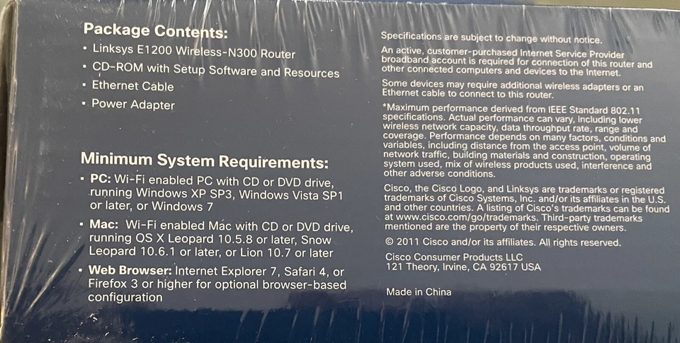 CISCO Linksys E1200-NP N300 Wi-Fi Wireless-N Technology Parental Controls 4PORTS - Image 3 of 3