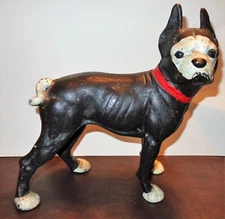 CAST IRON METAL BOSTON TERRIER DOG DOORSTOP 9 3/4" TALL BLACK & WHITE 9 POUNDS!