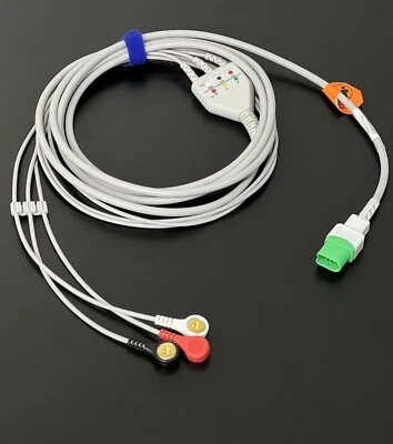 GENETIC Mindray Passport V ECG Compatible Direct Connect 3 Leads Snap -Same Day Shipping