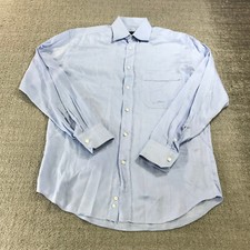 Canali Shirt Mens Medium 15 Button Up Blue Dress Italy Casual Adult