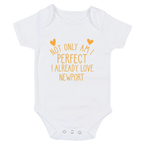 Newport County Perfect I already love Baby grow body suit or One Size Bib - Picture 1 of 3