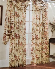 Whole Home Chocolate Floral Crinkle Voile Sheer Window Curtain Panel, 51"x84"