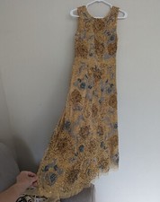 ZARA $259 EMBROIDERED BEADED KNIT DRESS MUSTARD GOLDEN SIZE S M L 7521/008