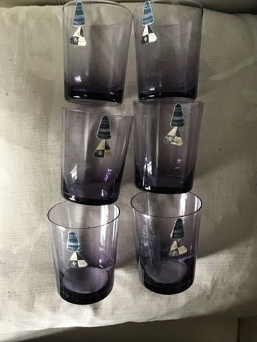 Vintage Lemington Stennert-Wilson Design Centre Smoked Purple Tumblers Set of 6 - Picture 4 of 5