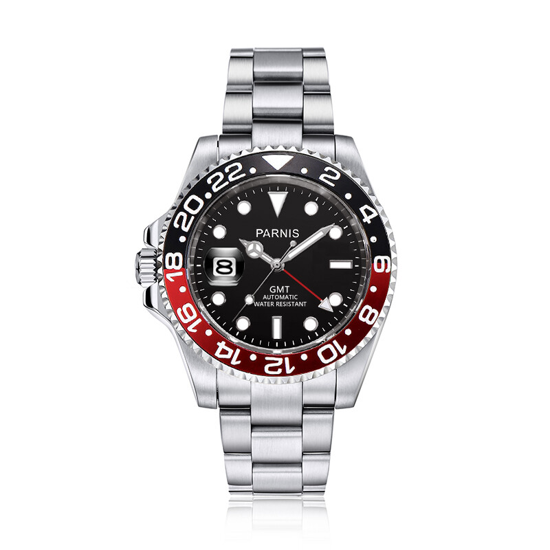 Parnis Watches Parnis Gmt Amazon Parnis 40mm Ceramic Bezel GMT