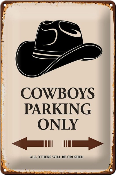 Blechschild Spruch 20X30 Cm Cowboys Parking Only Metall Deko Schild Tin Sign-image