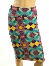 LuLaRoe Cassie Women's Pencil Teal Purple Stretch Skirt Size S