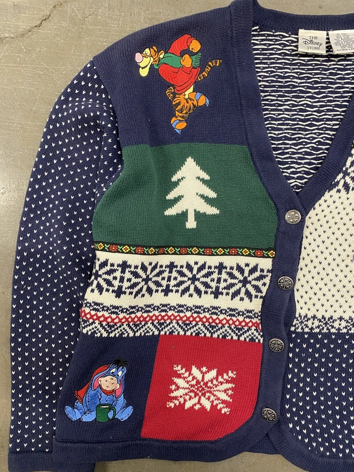 Vintage Winnie The Pooh Cardigan Sweater XL Disney Store Christmas Holiday - Image 3 of 4