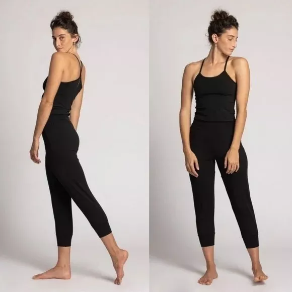 Ripple Women's Sz. S Black Organic Cotton Yoga Jumpsuit In Black