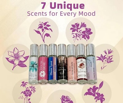 Buxun 7 Unique Perfume Roll-On Scents Travel Size Unisex Collection 0.33 fl oz
