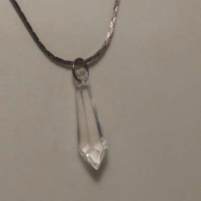 Chandelier Crystal Pendant Necklace Silver Serpentine Chain 16"