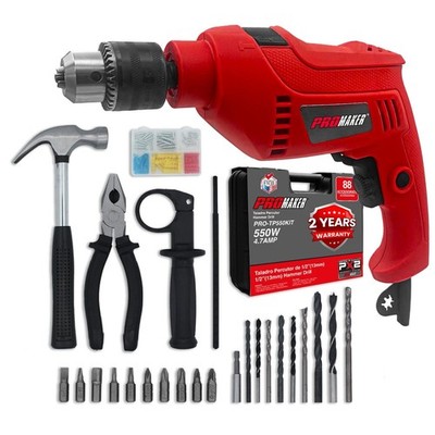 PROMAKER Corded Drill with 88 Accesories, 1/2-inch - Tool set with drill and ...