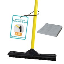 Pet Hair Removal Rubber Broom, 58" Telescopic Handle with Cloth